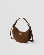 Prada Arqué suede leather shoulder bag