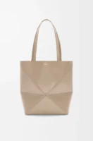 Medium Puzzle Fold tote in shiny calfskin