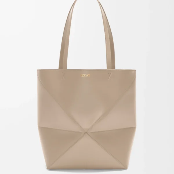 Medium Puzzle Fold tote in shiny calfskin