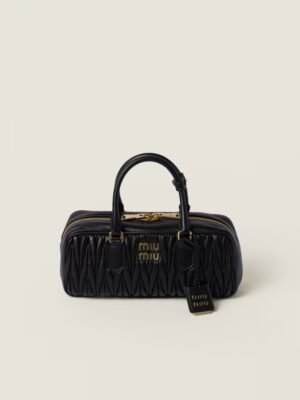 Arcadie Matelassé Large Soft Lamb Leather Handbag Black