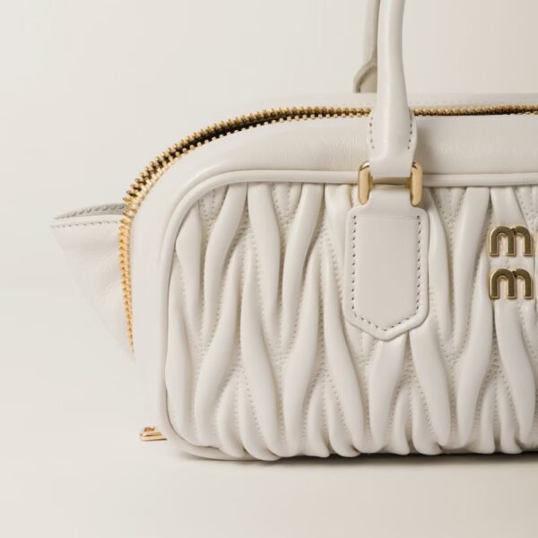 Arcadie Matelassé Large Soft Lamb Leather Handbag White