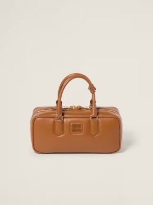 Arcadie Leather Large Handbag Cognac color
