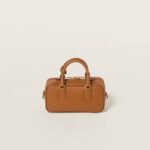 Arcadie Leather Small Handbag Cognac color