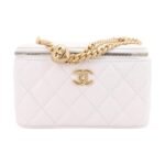 CHANEL 23P LONG BOX WITH CHAIN WHITE