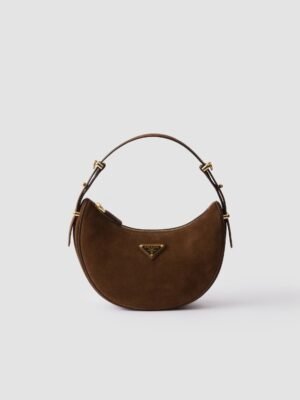 Prada Arqué suede leather shoulder bag
