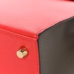 Chevre Chandra Bi-Color Horseshoe Kelly Sellier 25 Rouge De Coeur Etoupe