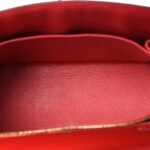 Chevre Chandra Bi-Color Horseshoe Kelly Sellier 25 Rouge De Coeur Etoupe