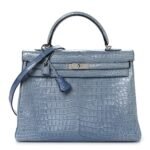 Matte Porosus Crocodile Kelly 35 Bleu Brighton