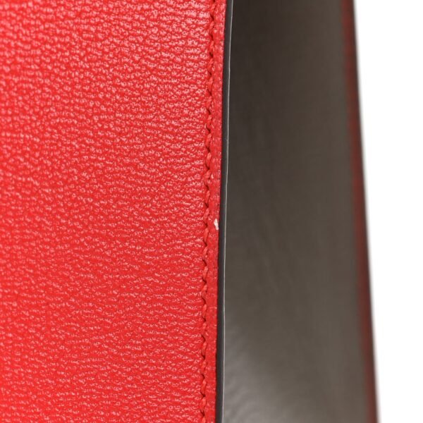 Chevre Chandra Bi-Color Horseshoe Kelly Sellier 25 Rouge De Coeur Etoupe